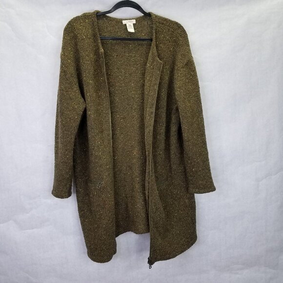 Sundance Full Zip Sweater Women's S Speckled Green Lambs Wool Cardigan Oversized - Picture 8 of 16